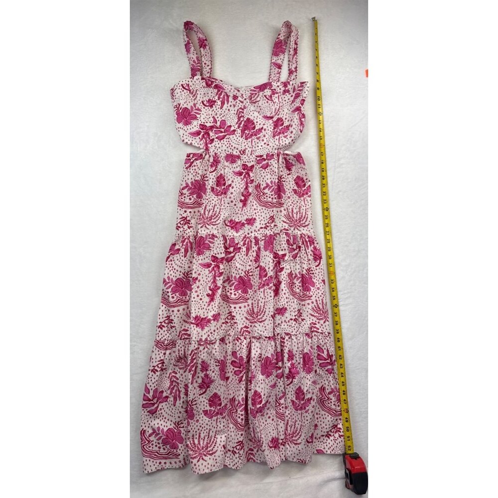 NWT Zara Women's L Strappy Floral Cut-Out Maxi Dress Pink White Resort Tropical - Picture 7 of 14